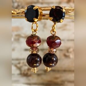5.3 Carats Natural Garnet And  Beads Drop Down Earrings